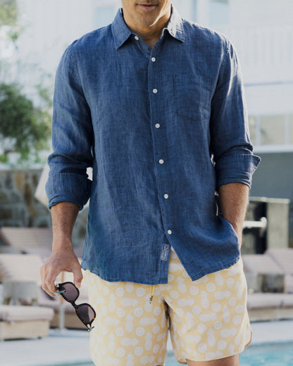 Positano Linen Shirt - Faded Navy