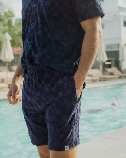 Lalo Terry Jacquard Shorts 7" - Navy