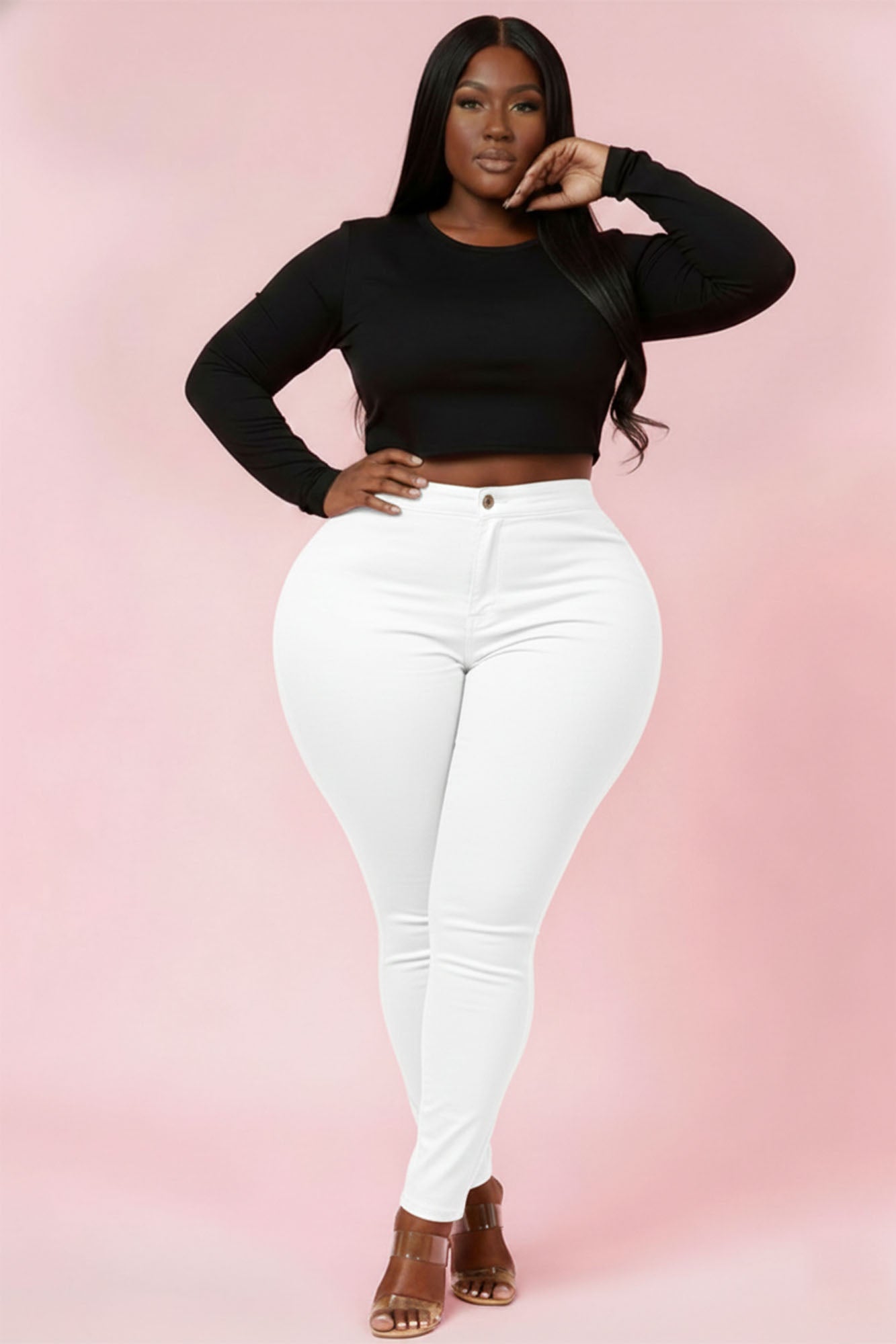 Super Swank High Waist Stretchy Jeans - White