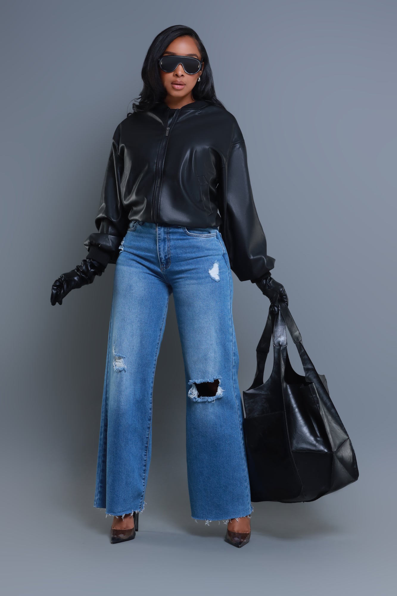 Plenty Of Time Faux Leather Tote Bag - Black