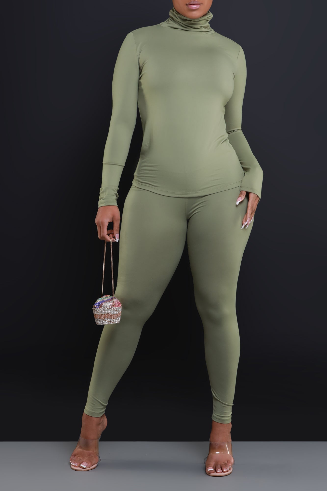 Record Timing Legging Set - Dusty Olive