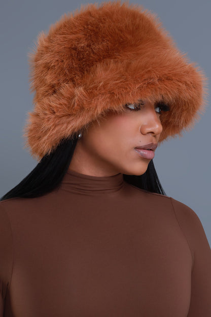 Pillow Talk Faux Fur Bucket Hat - Tan