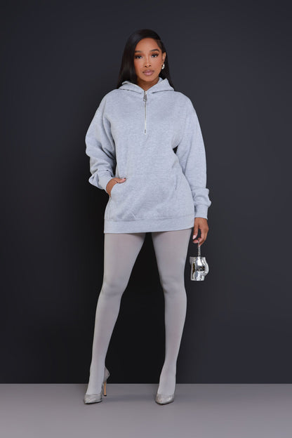 Make It Happen Quarter Zip Hoodie - Heather Grey