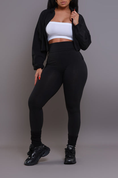 Cued Up Cropped Legging Set - Black