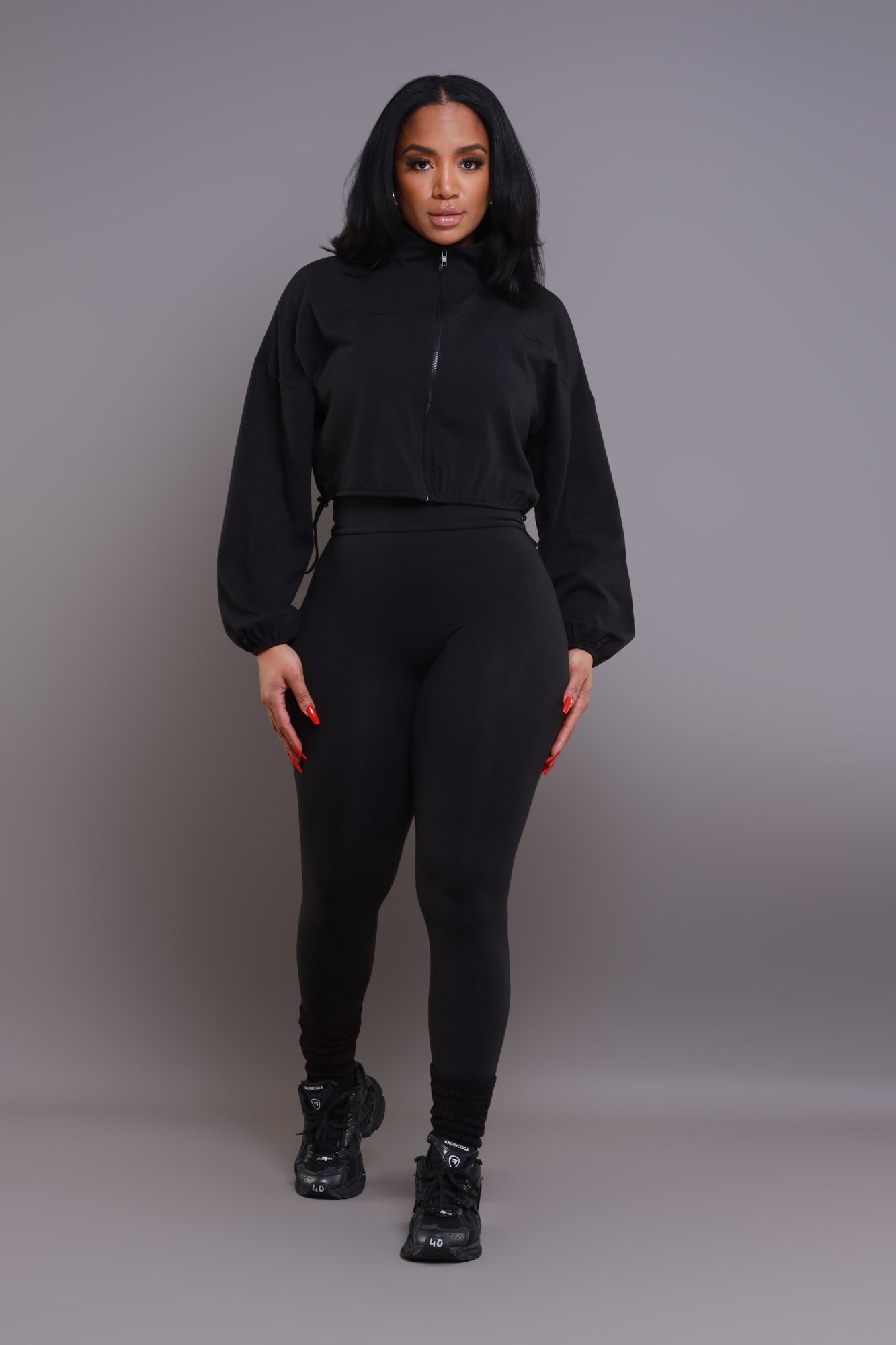 Cued Up Cropped Legging Set - Black