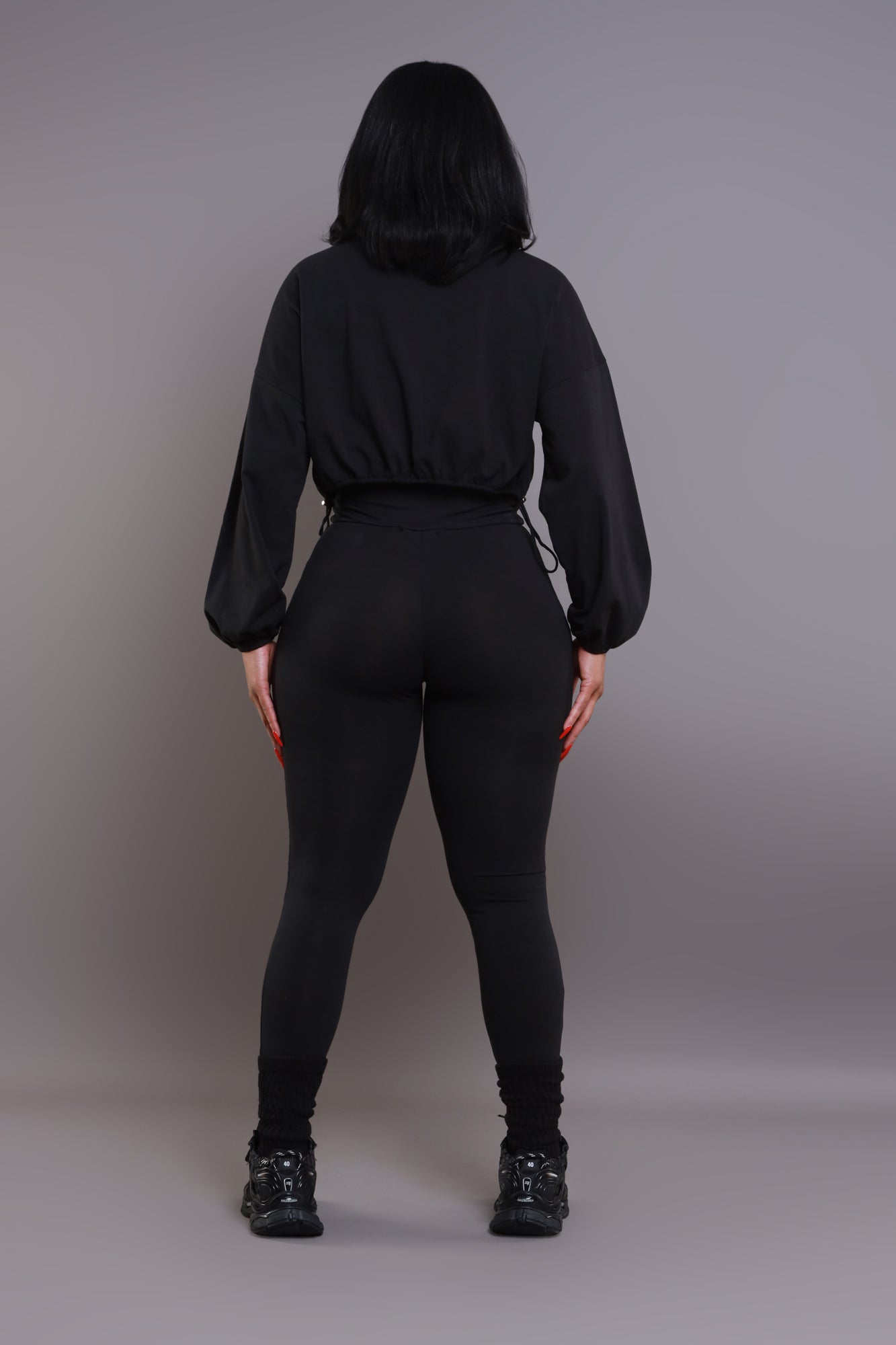 Cued Up Cropped Legging Set - Black