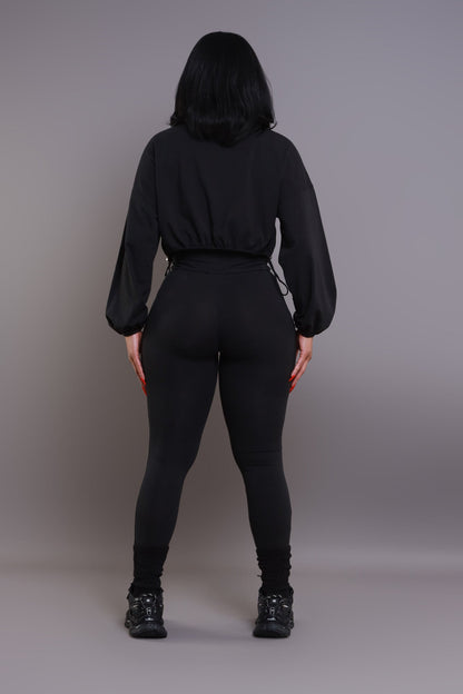 Cued Up Cropped Legging Set - Black