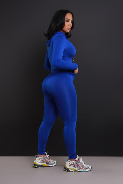 Just Vibing Seamless Zip Up Legging Set - Royal Blue