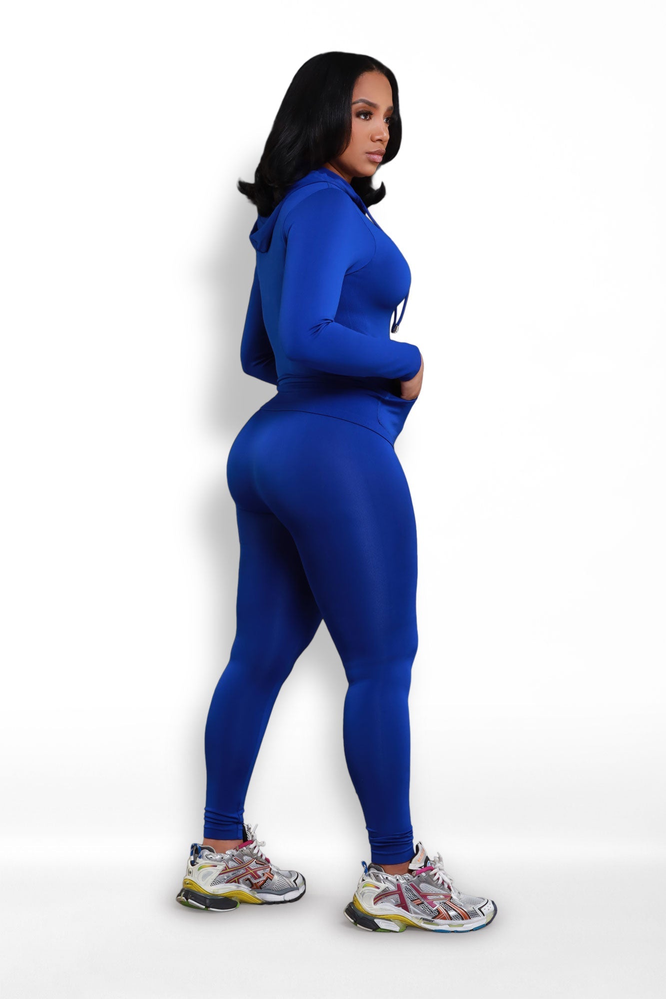 Just Vibing Seamless Zip Up Legging Set - Royal Blue