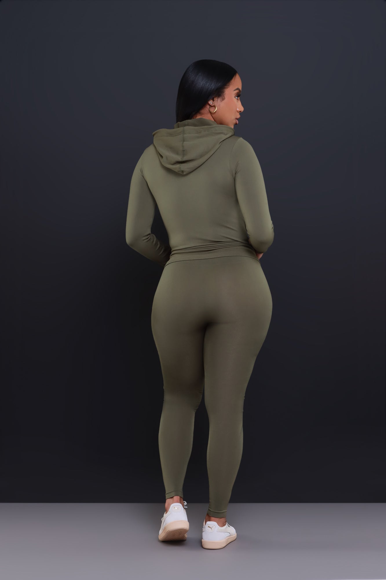 Just Vibing Seamless Zip Up Legging Set - Olive