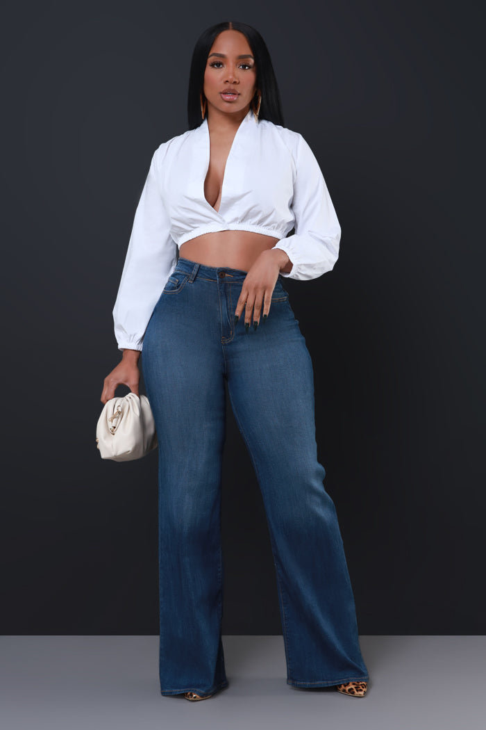 Next Move High Rise Wide Flare Jeans - Dark Wash