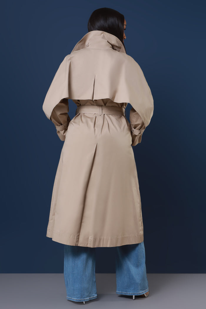 Dare To Try Longline Trench Coat - Taupe