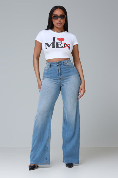 Next Move High Rise Wide Flare Jeans - Medium Wash