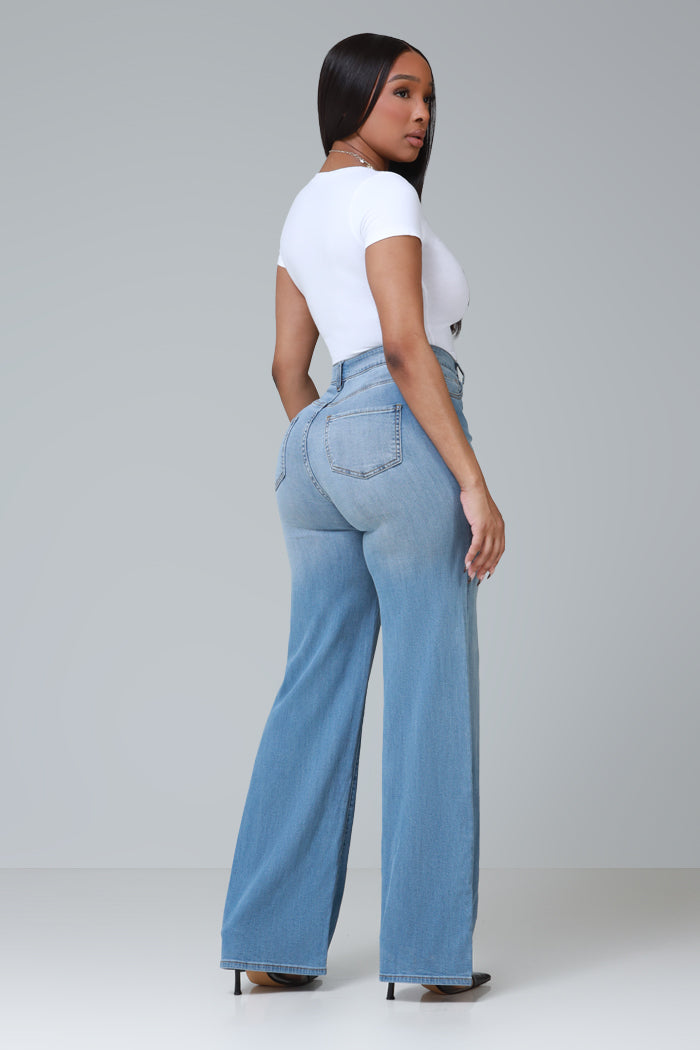 Next Move High Rise Wide Flare Jeans - Medium Wash
