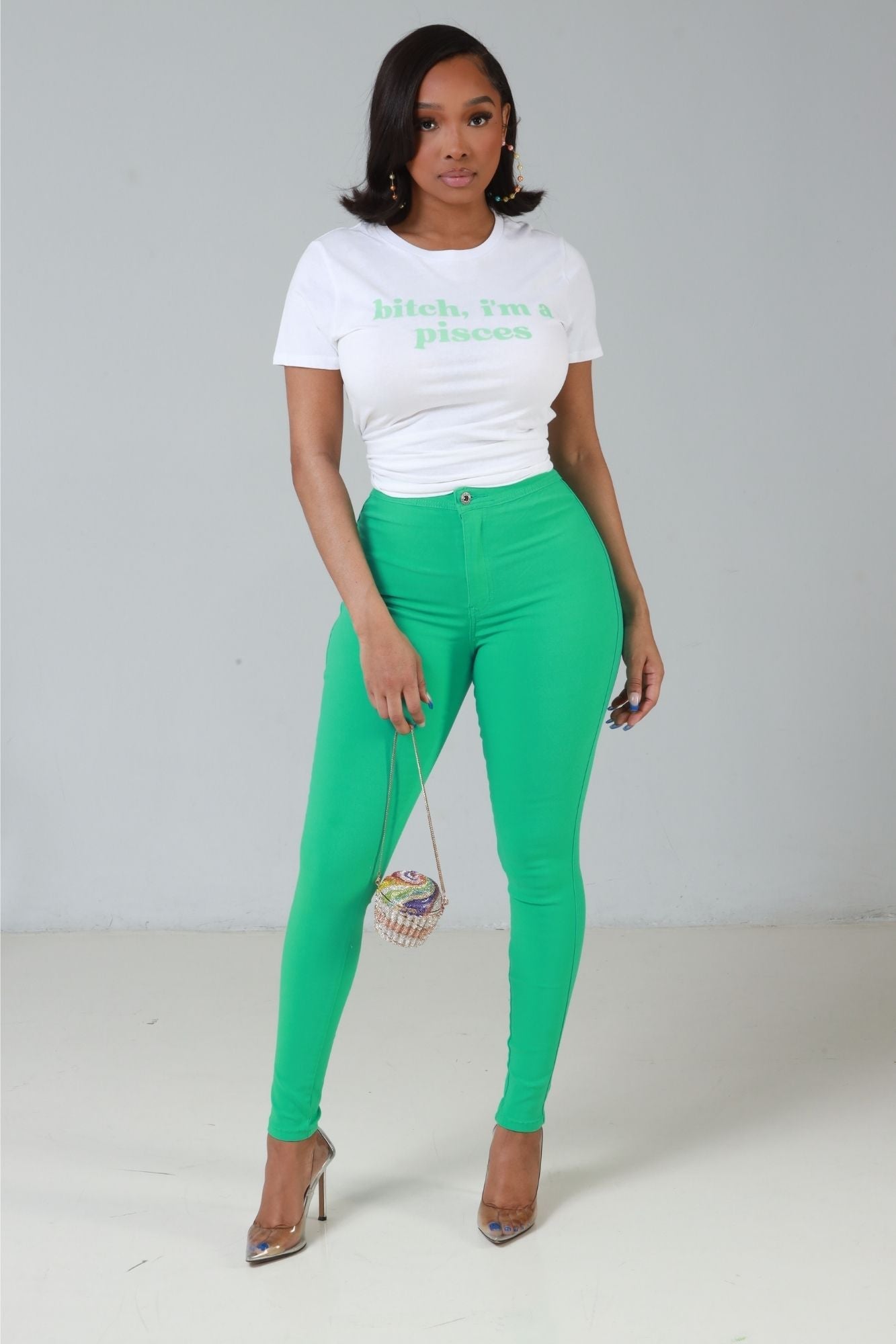 Super Swank High Waist Stretchy Jeans - Mint