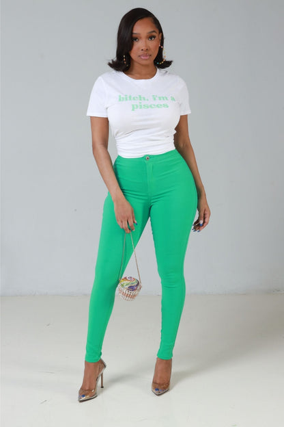 Super Swank High Waist Stretchy Jeans - Mint