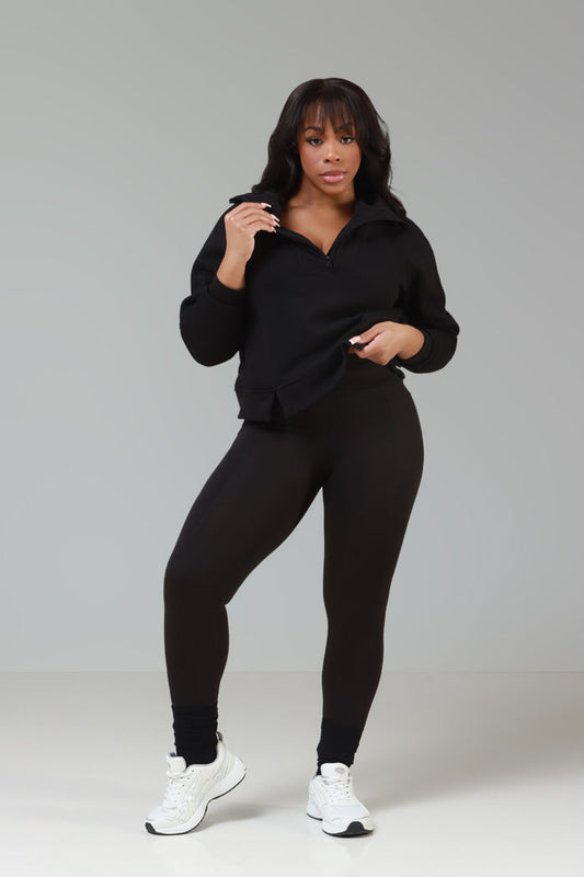 Move Me Half Zip Athletic Legging Set - Black