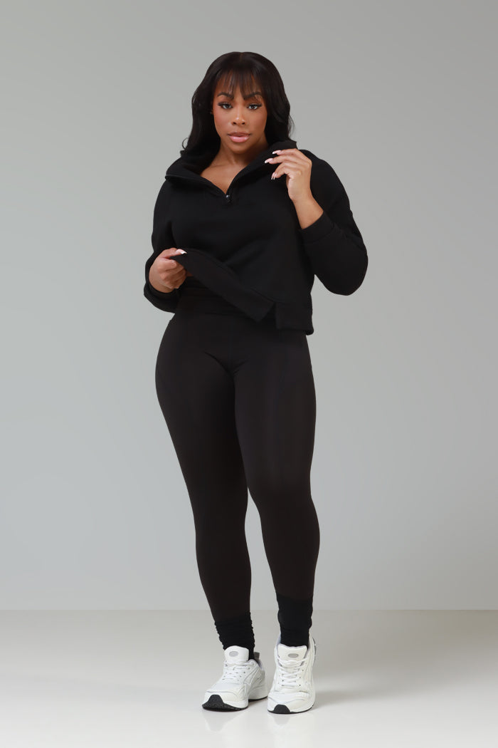 Move Me Half Zip Athletic Legging Set - Black