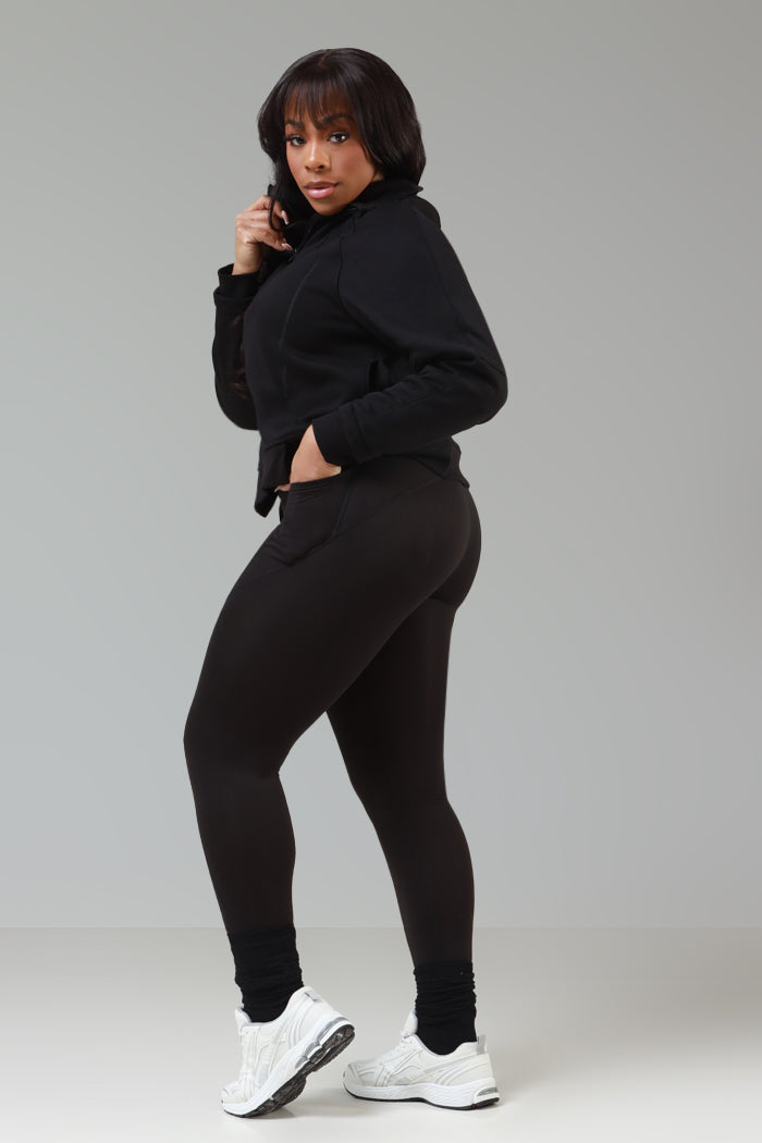 Move Me Half Zip Athletic Legging Set - Black