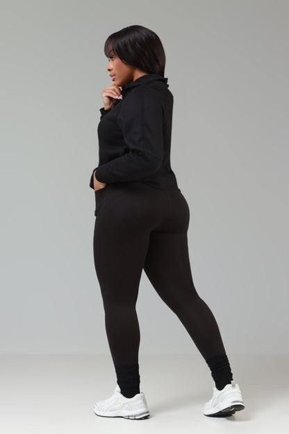 Move Me Half Zip Athletic Legging Set - Black