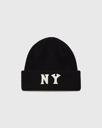 New York Black Yankees Felt Logo Ribbed Beanie