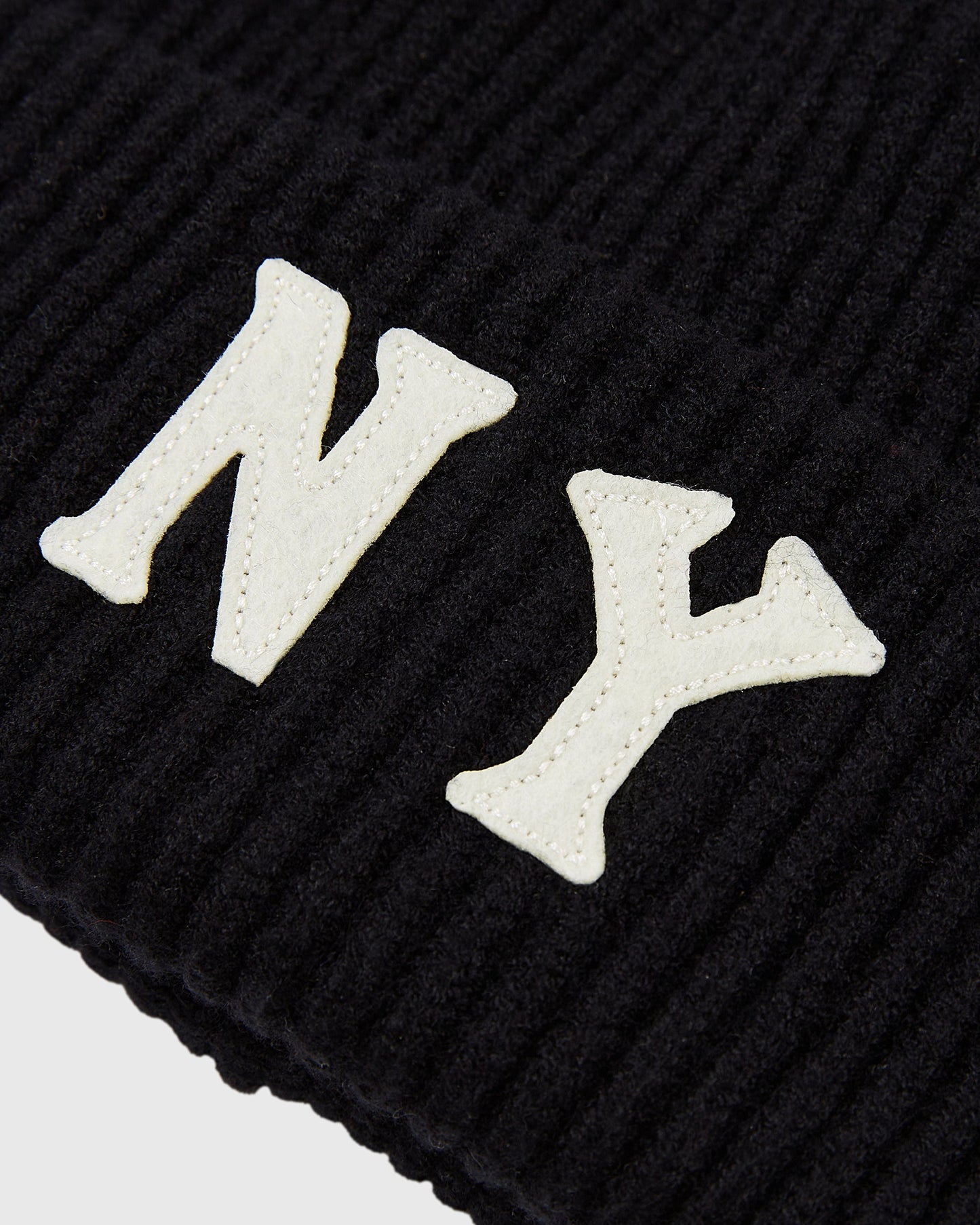 New York Black Yankees Felt Logo Ribbed Beanie
