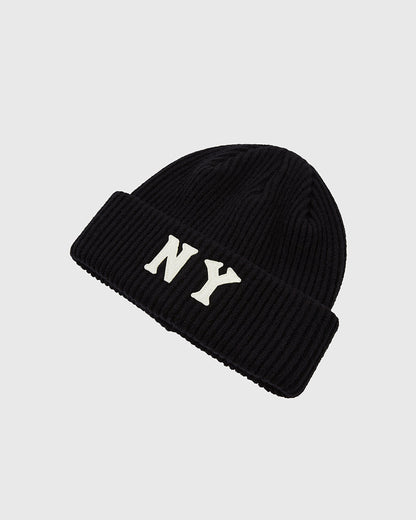 New York Black Yankees Felt Logo Ribbed Beanie