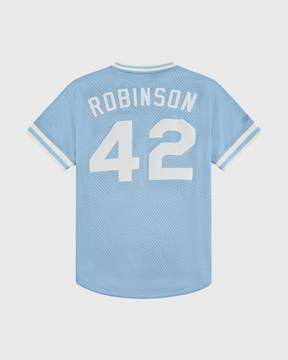 Jackie Robinson Powder Blue V-Neck Mesh Jersey