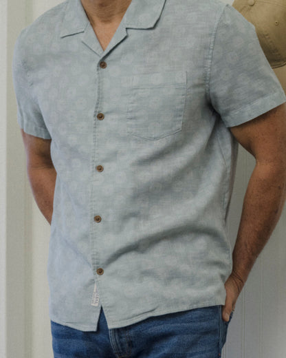 Cottage Loom Printed Camp Shirt - Blue Moon Geo