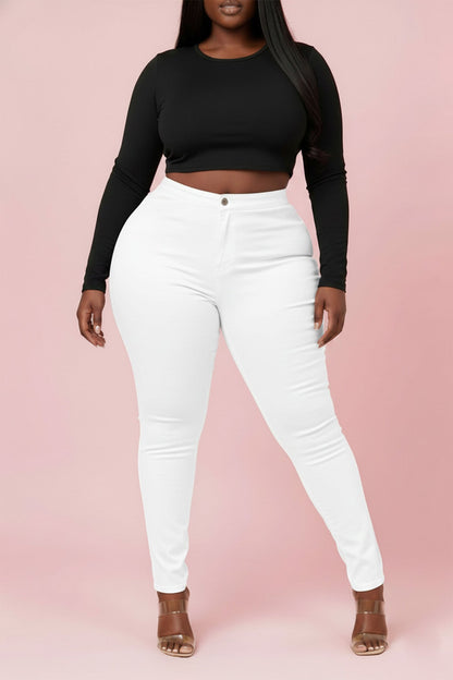 Super Swank High Waist Stretchy Jeans - White