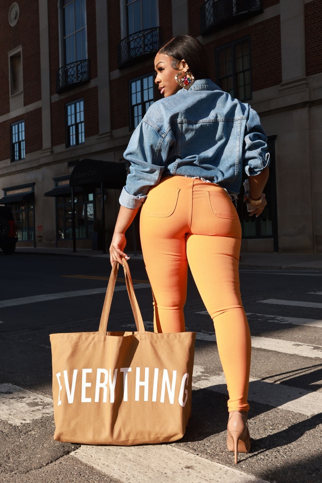 Super Swank High Waist Stretchy Jeans - Orange