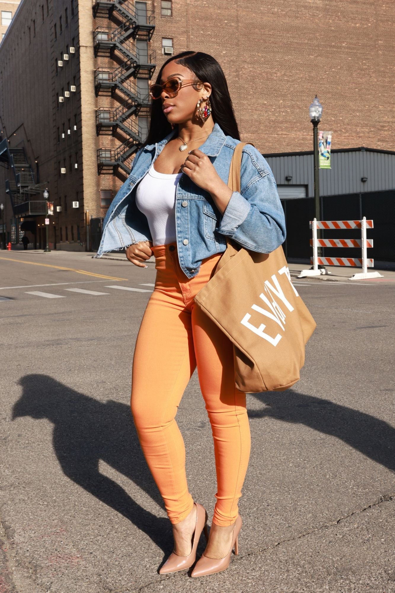 Super Swank High Waist Stretchy Jeans - Orange