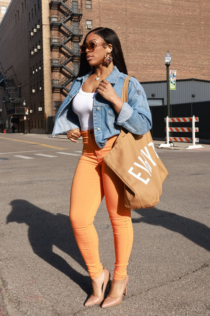 Super Swank High Waist Stretchy Jeans - Orange