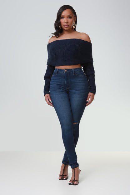 Multi Way Wrap Sweater - Navy Blue