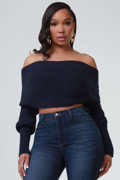 Multi Way Wrap Sweater - Navy Blue