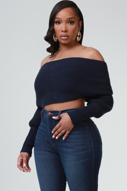 Multi Way Wrap Sweater - Navy Blue