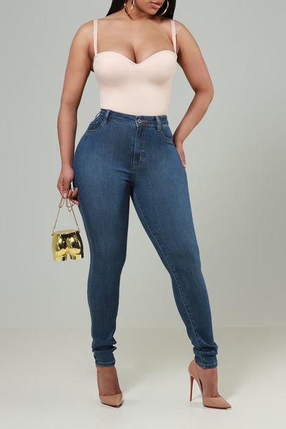 Sequel High Rise Fitted Skinny Jeans - Medium Wash