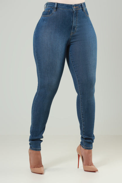 Sequel High Rise Fitted Skinny Jeans - Medium Wash