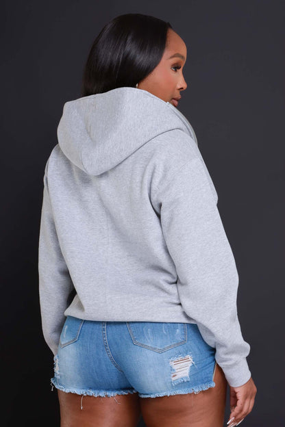 Make It Happen Quarter Zip Hoodie - Heather Grey