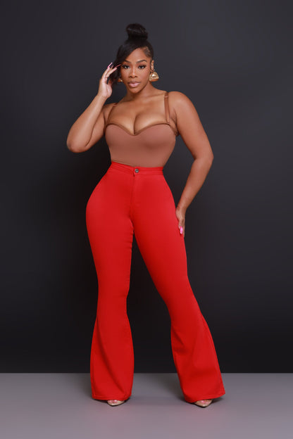 Fit & Flare Super Stretchy High Rise Jeans - Red