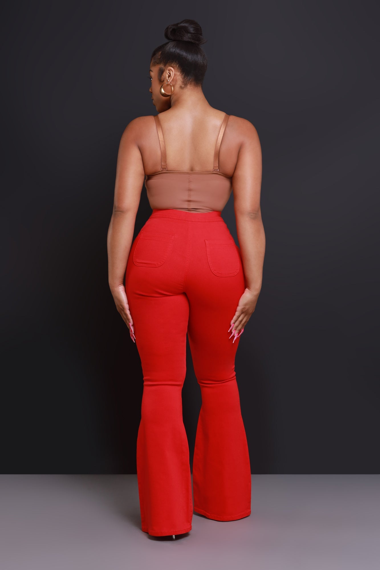 Fit & Flare Super Stretchy High Rise Jeans - Red