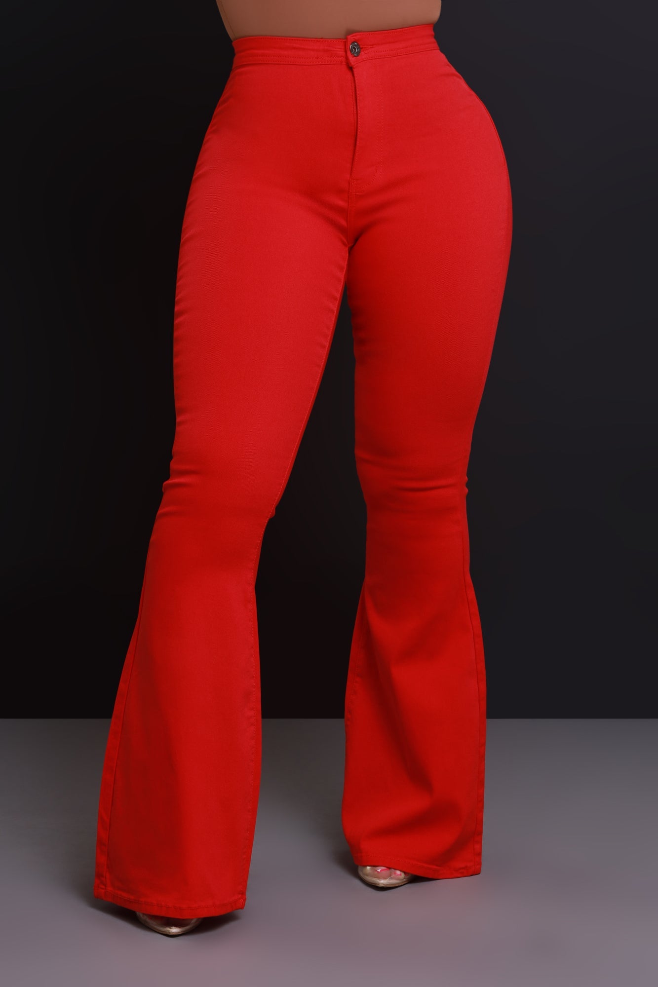 Fit & Flare Super Stretchy High Rise Jeans - Red