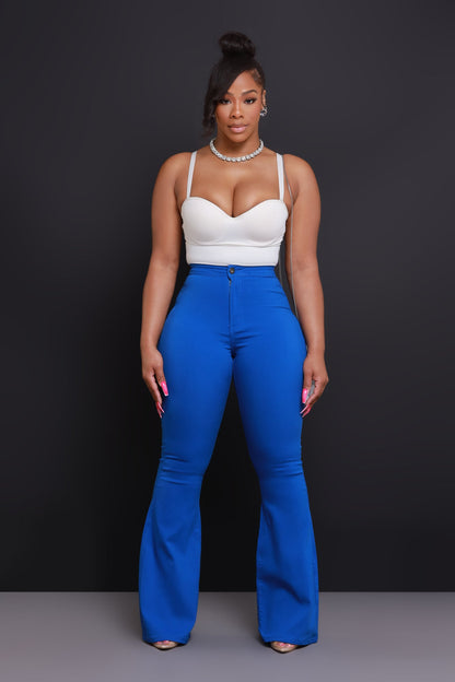 Fit & Flare Super Stretchy High Rise Jeans - Royal Blue