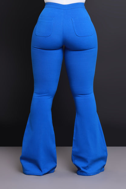 Fit & Flare Super Stretchy High Rise Jeans - Royal Blue