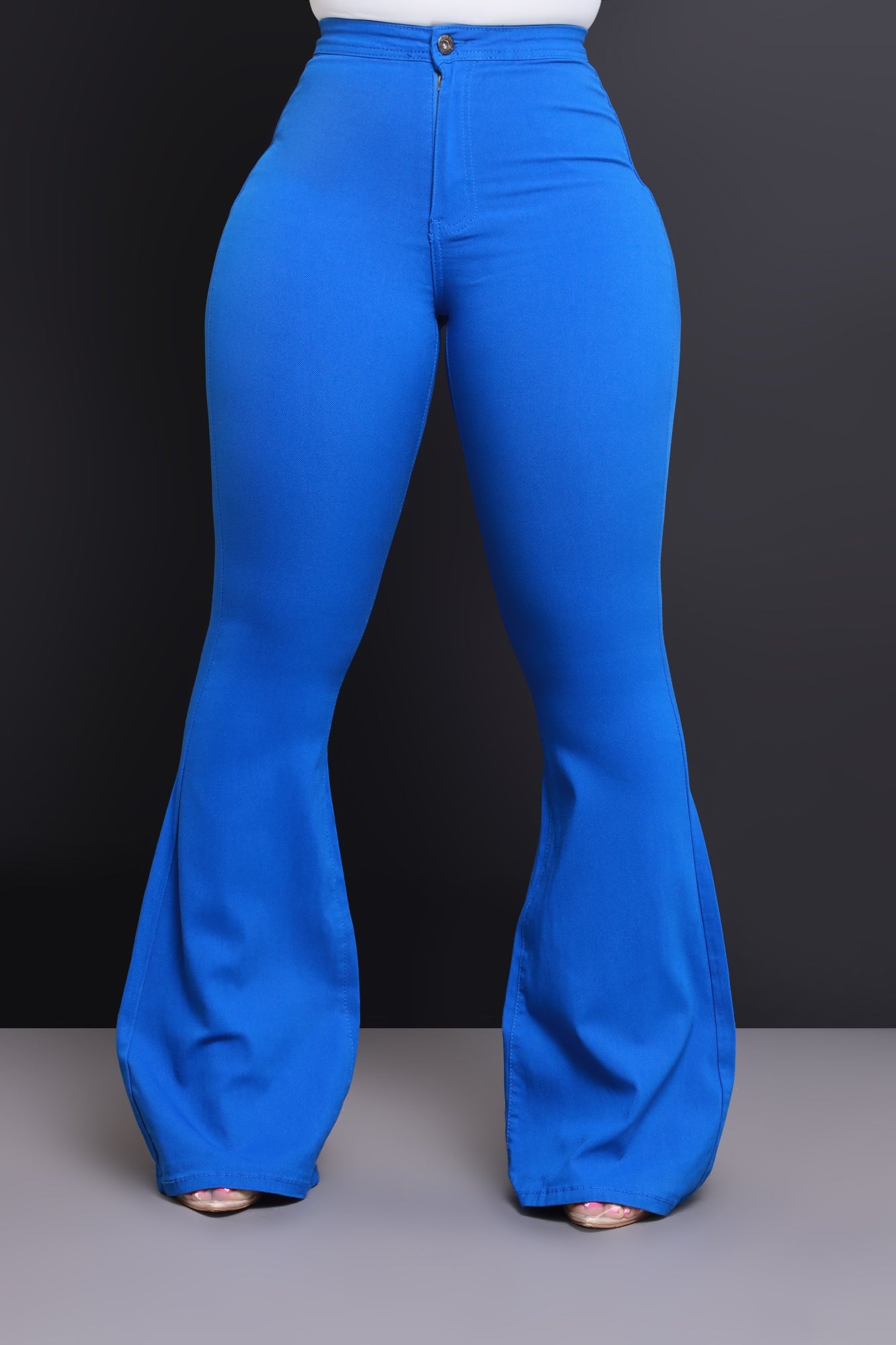 Fit & Flare Super Stretchy High Rise Jeans - Royal Blue