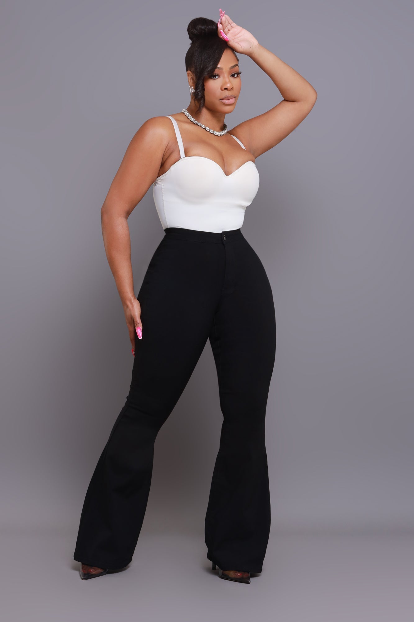 Fit & Flare Super Stretchy High Rise Jeans - Black
