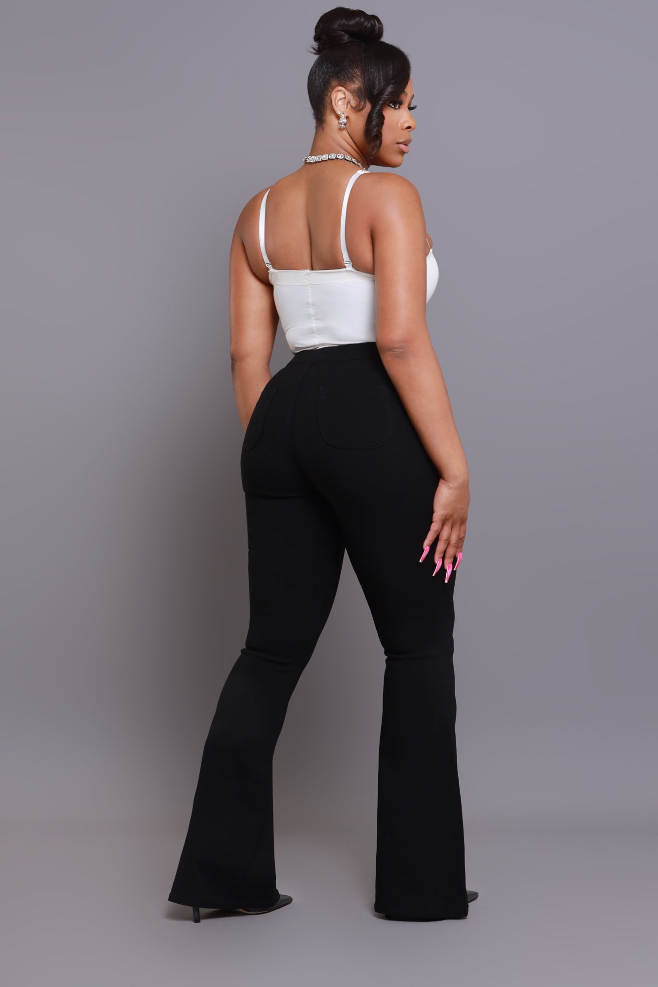 Fit & Flare Super Stretchy High Rise Jeans - Black