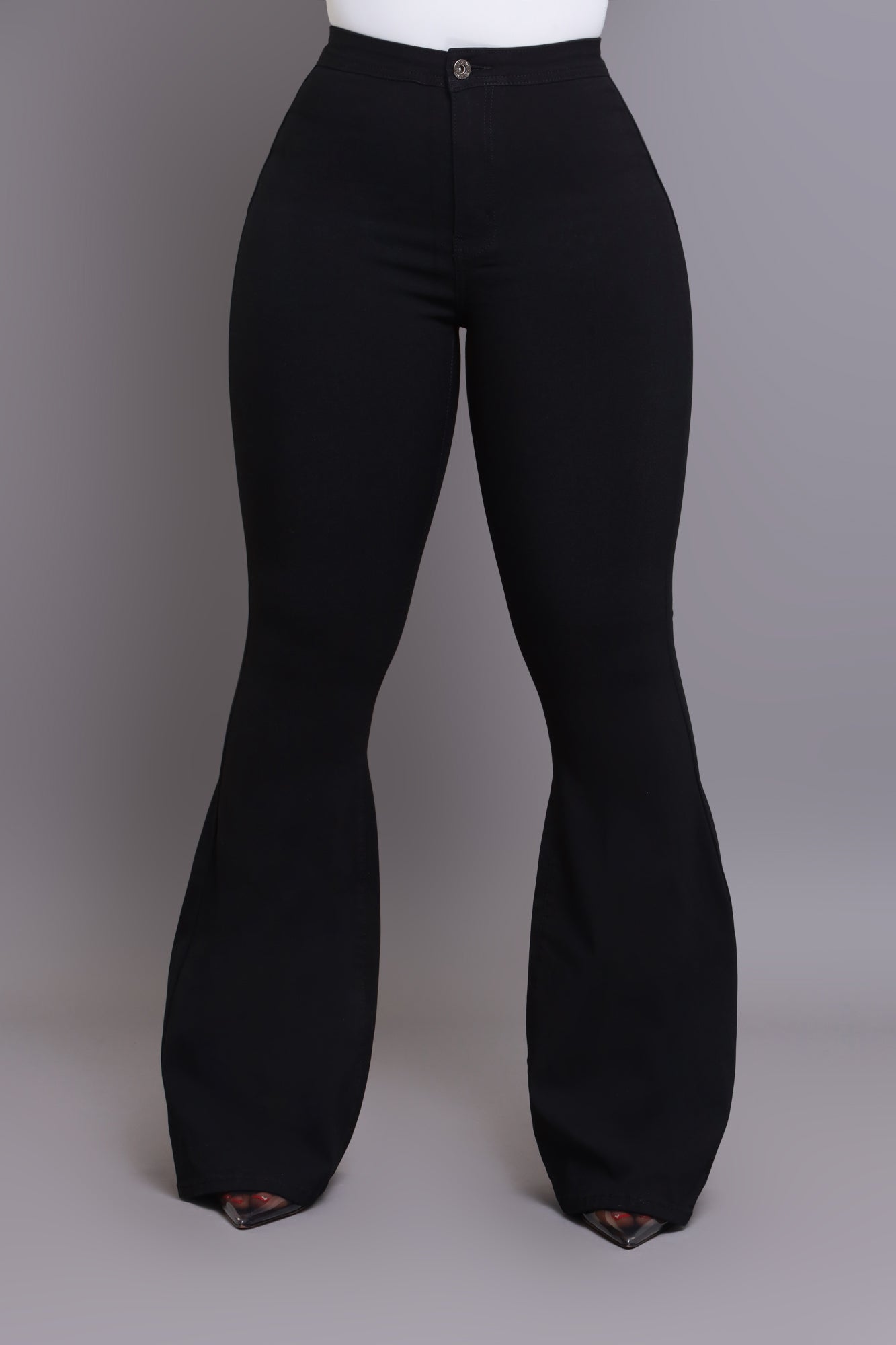 Fit & Flare Super Stretchy High Rise Jeans - Black