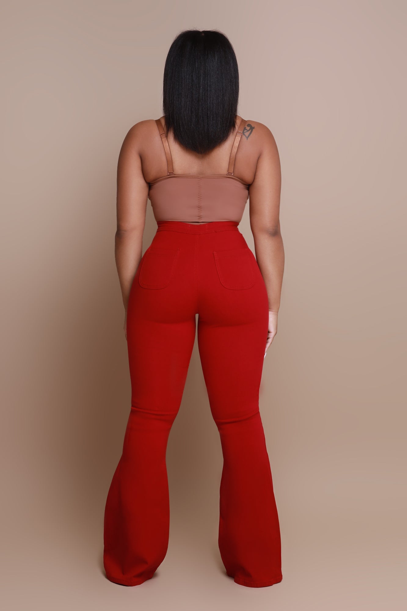 Fit & Flare Super Stretchy High Rise Jeans - Burgundy