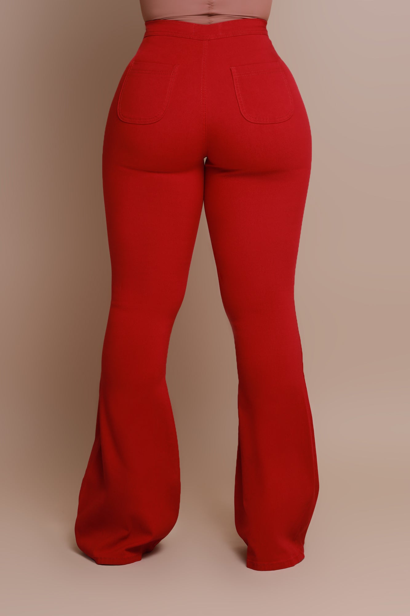 Fit & Flare Super Stretchy High Rise Jeans - Burgundy